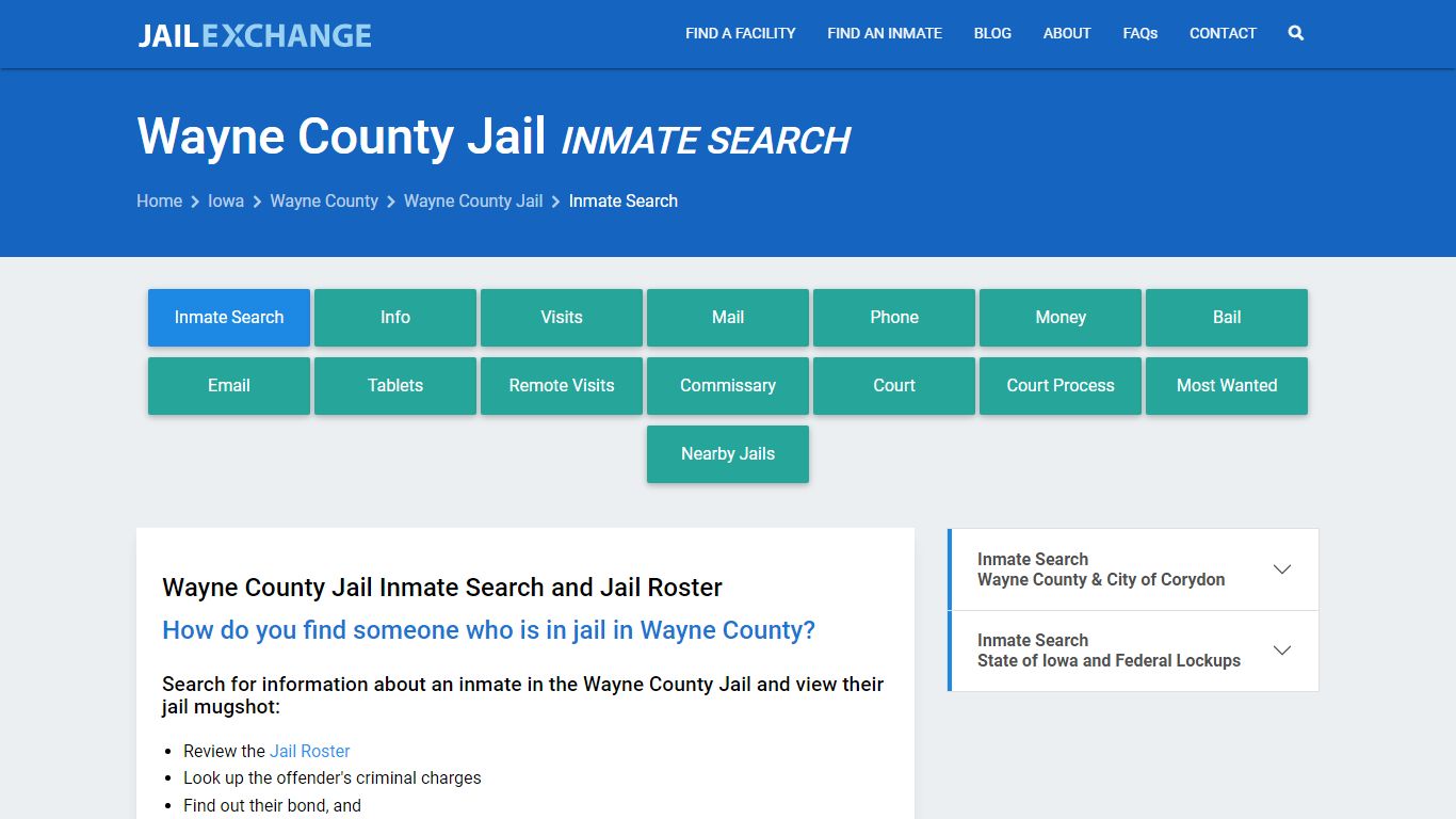Inmate Search: Roster & Mugshots - Wayne County Jail, IA